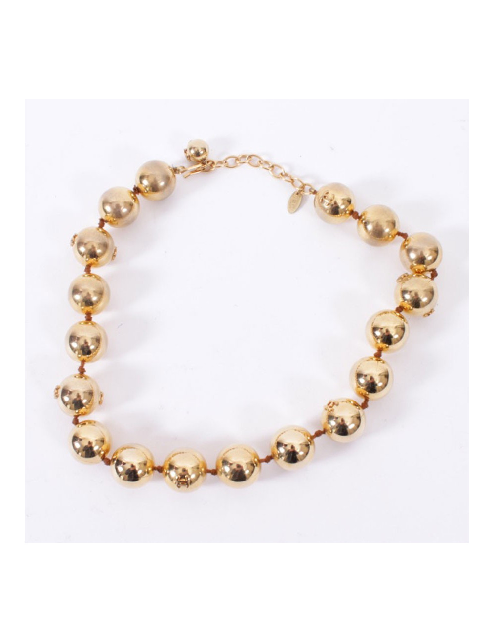Collier CHANEL boules dorées 
