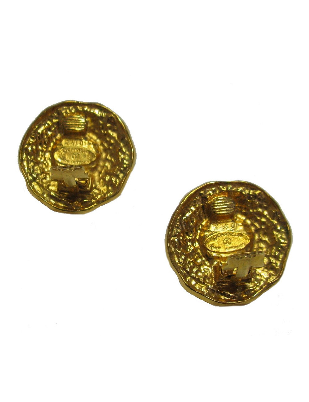 CHANEL vintage clip-on earrings in gilt metal and pearly bead