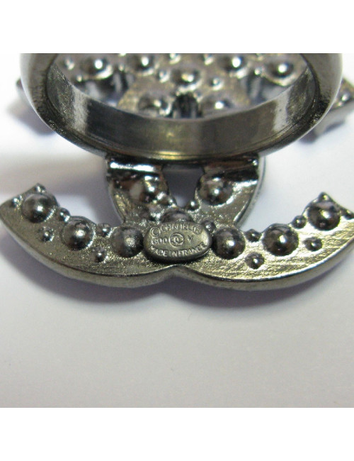 CHANEL CC ring in ruthenium and black pearl beads