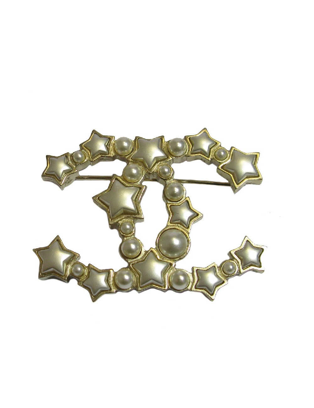 Broche Chanel dorée et nacrée