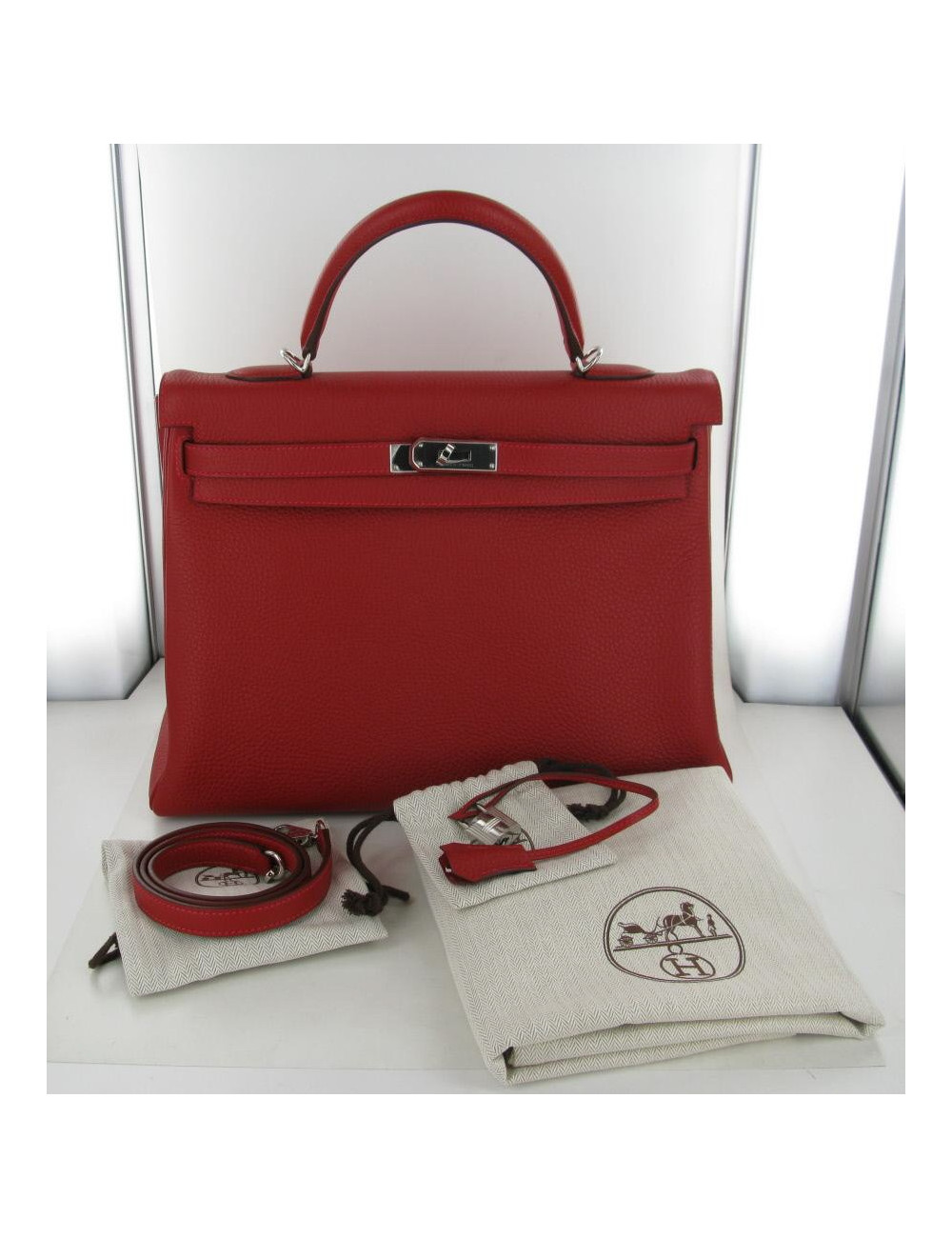 KELLY 35 HERMES taurillon clemence rouge casaque