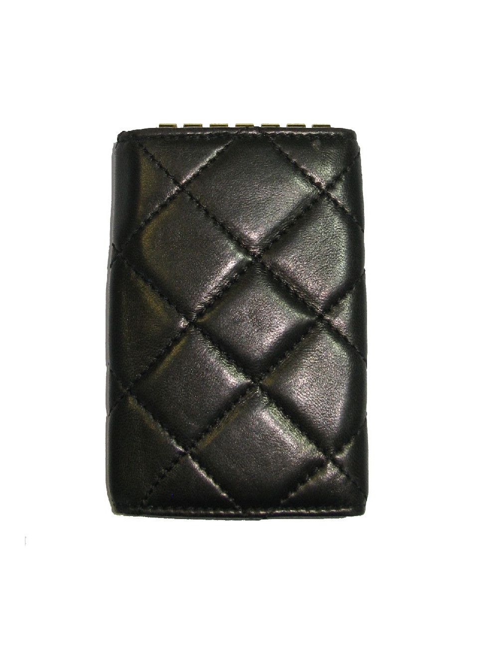 Porte clefs CHANEL cuir matelassé noir