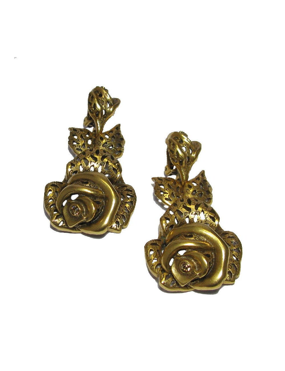 OSCAR DE LA RENTA pendant clip-on earrings in gilded metal