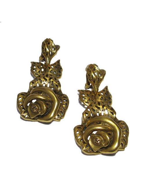 OSCAR DE LA RENTA pendant clip-on earrings in gilded metal