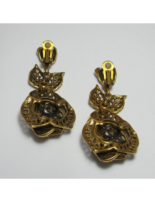 OSCAR DE LA RENTA pendant clip-on earrings in gilded metal