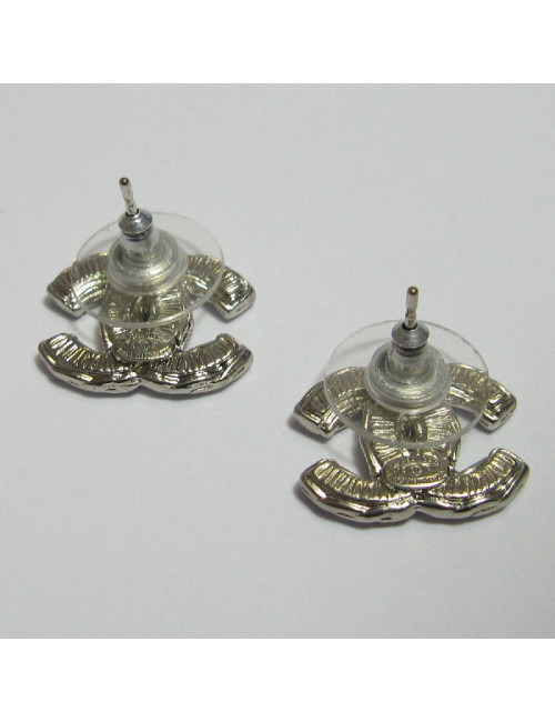 Bo CC Chanel doré émail noir