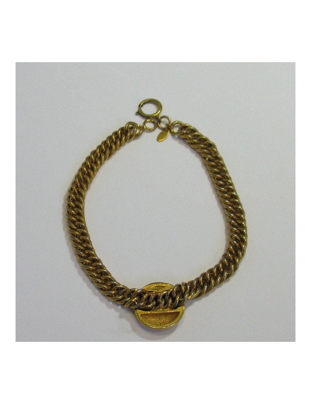 Collier CHANEL ras de cou vintage en métal doré