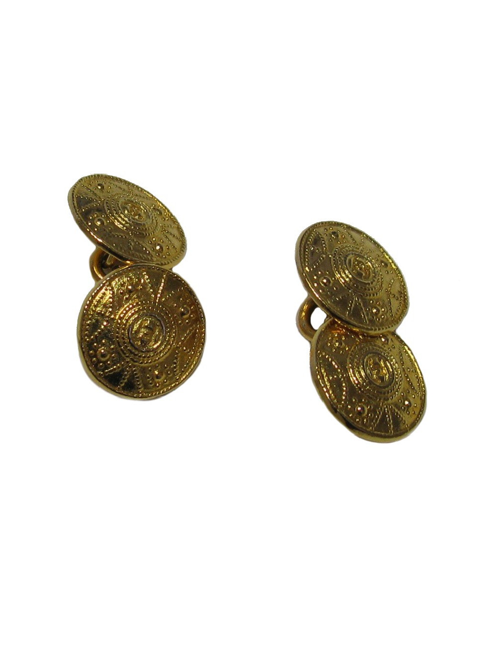 CHANEL vintage round cufflinks in gilded metal
