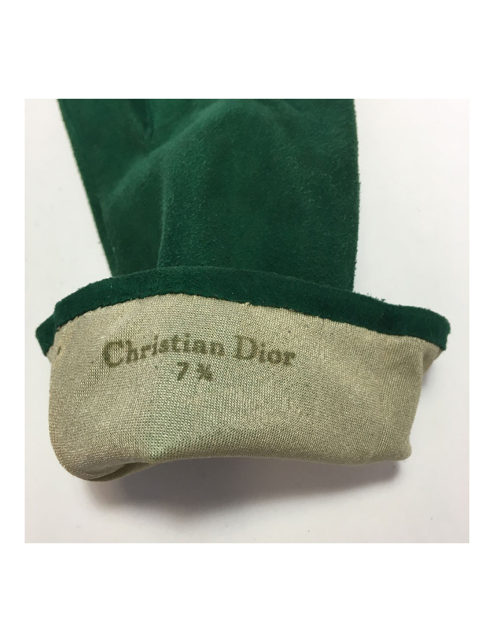 CHRISTIAN DIOR green suede gloves