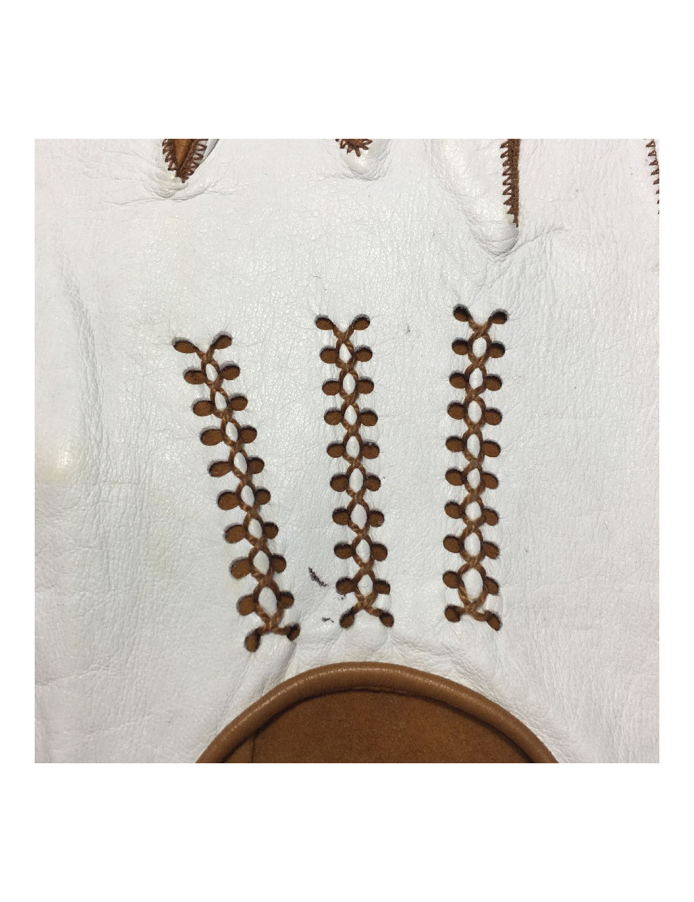 Gants CHRISTIAN DIOR bicolore cuir blanc et caramel