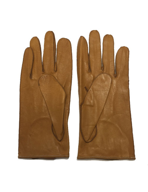 Gants CHRISTIAN DIOR bicolore cuir blanc et caramel