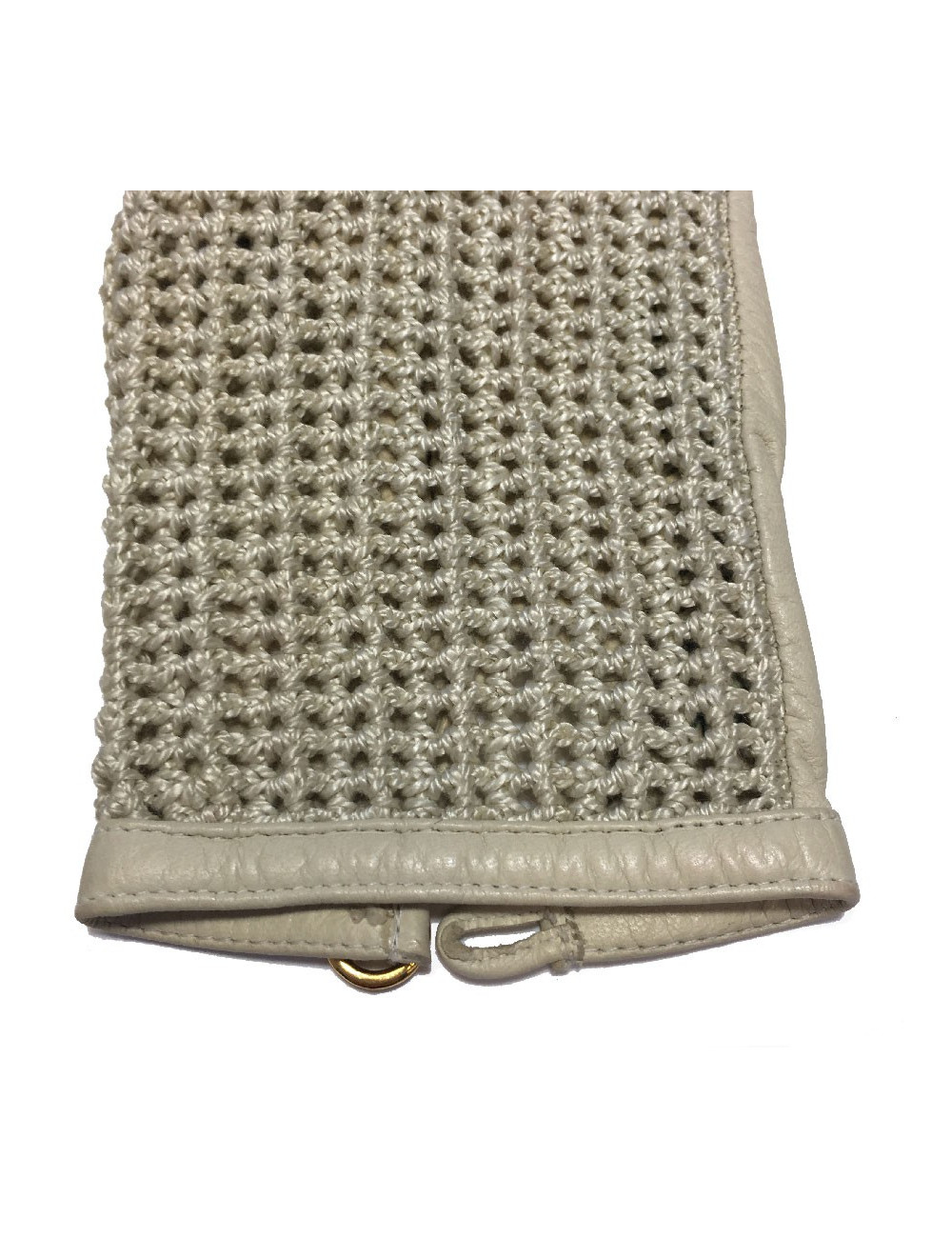 CHANEL gloves in light beige leather and crochet size 7.5