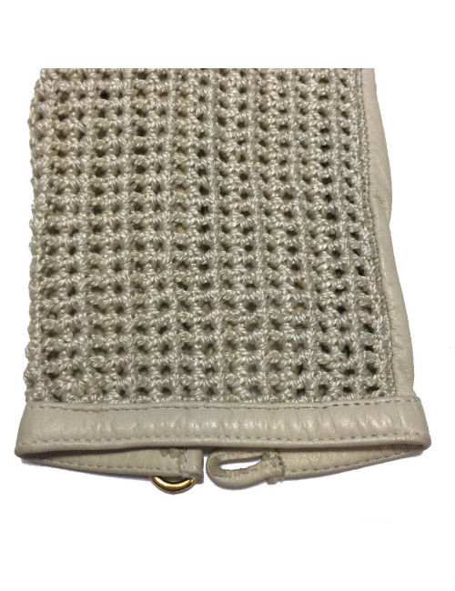 Gants CHANEL crème cuir et crochet