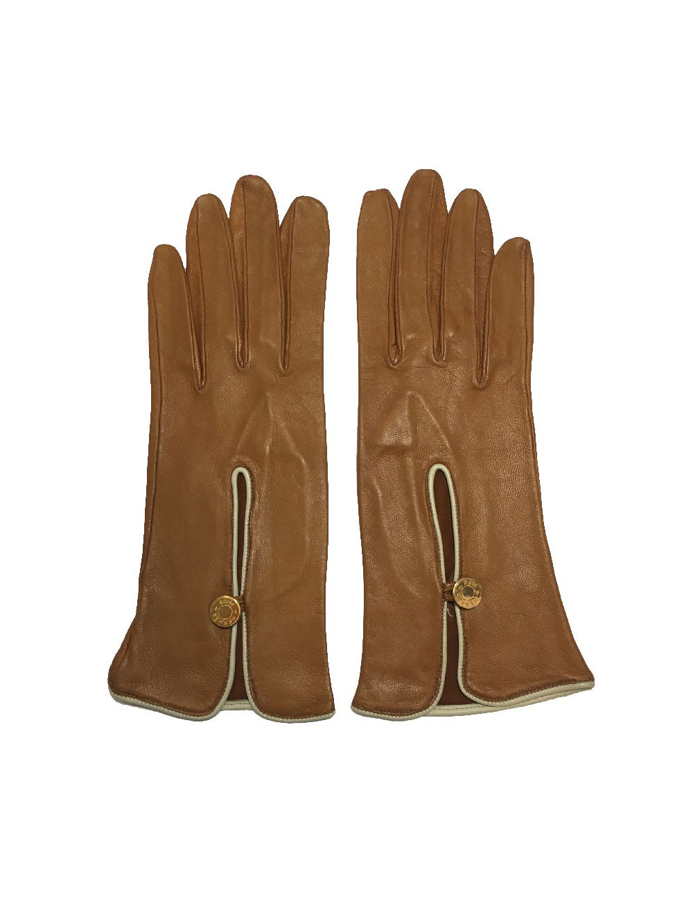 Gants HERMÈS cuir caramel