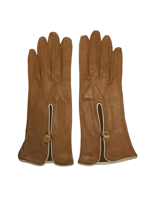 Gants HERMÈS T 7,5 en cuir caramel