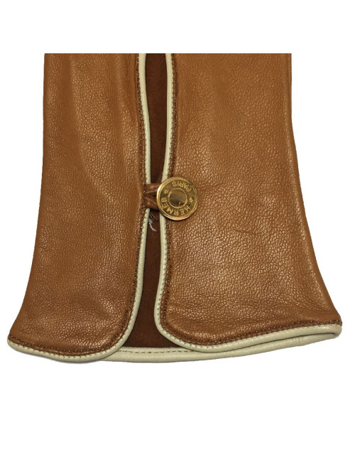 Gants HERMÈS T 7,5 en cuir caramel
