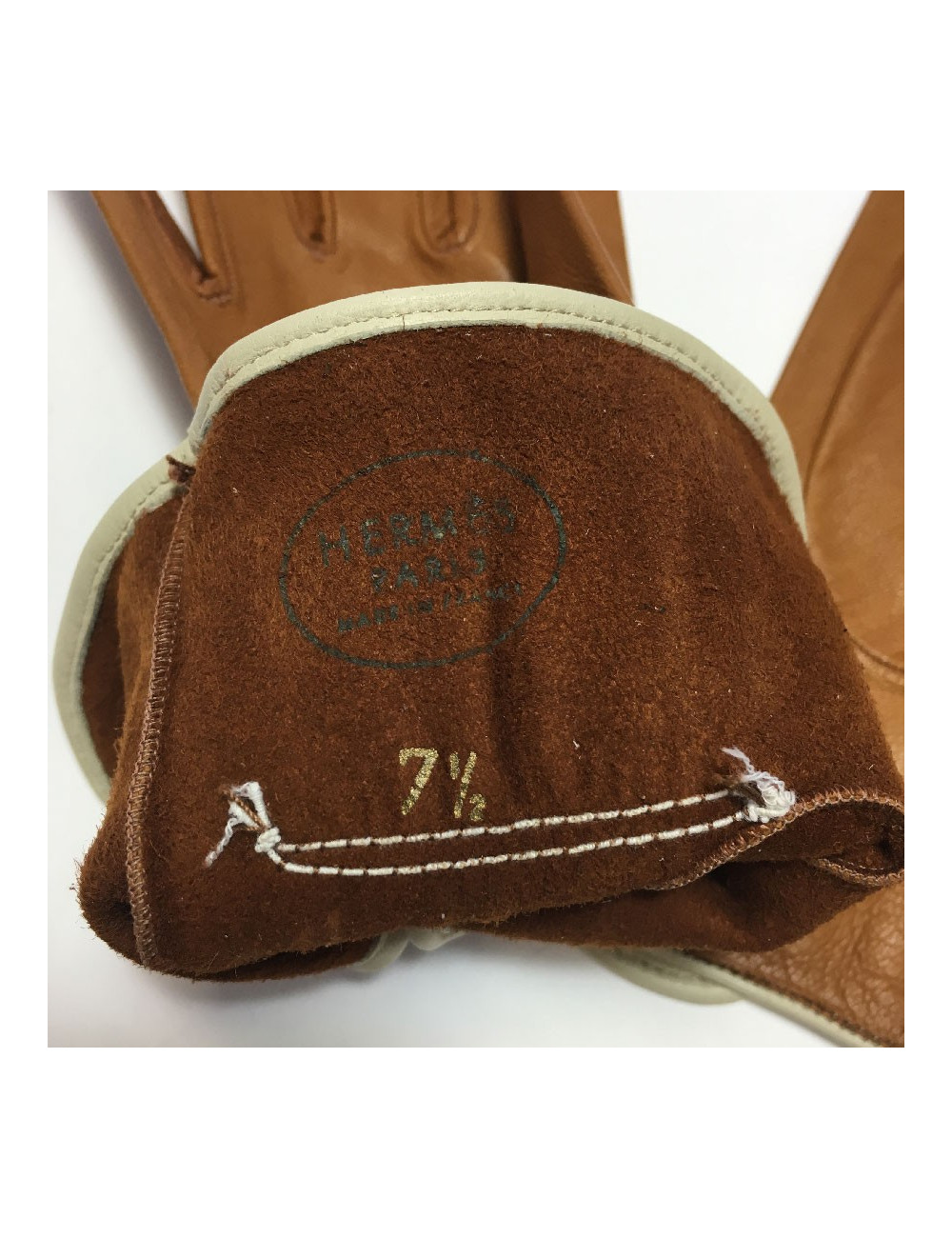 HERMÈS gloves in caramel leather size 7,5