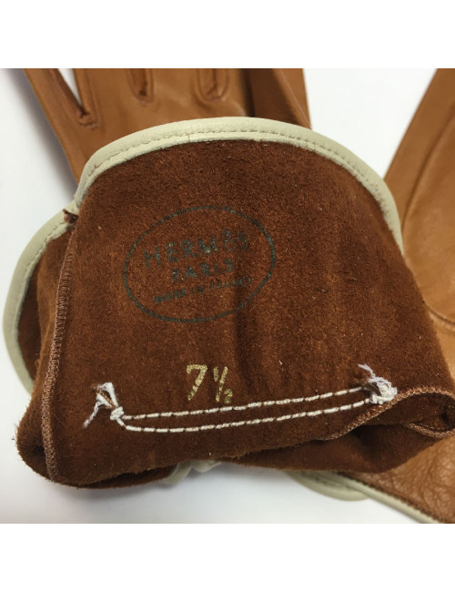 Gants HERMÈS T 7,5 en cuir caramel