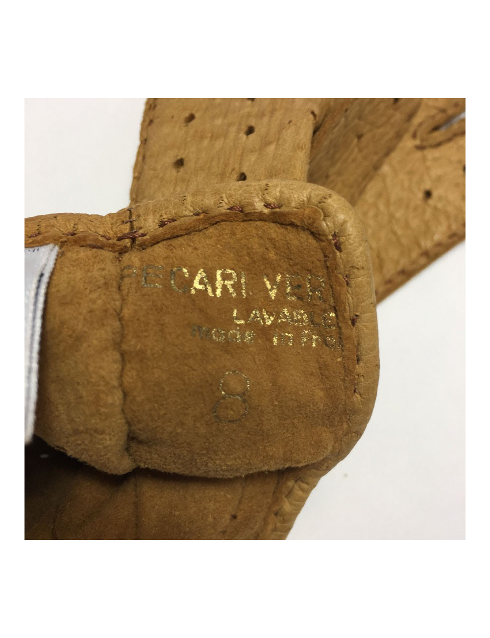 CHRISTIAN DIOR gloves in dark beige peccary leather size 8EU