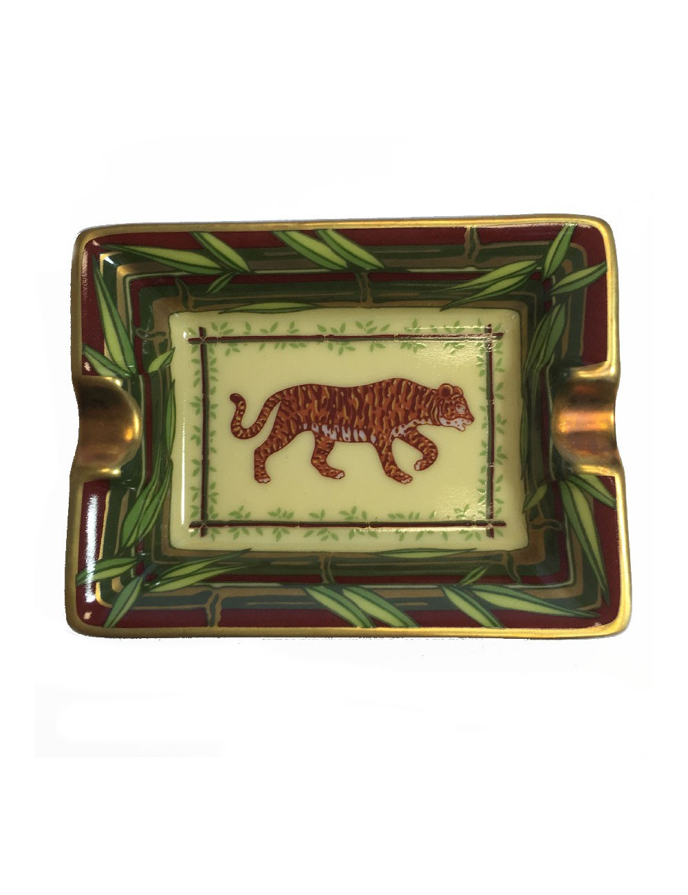 HERMES set of 4 mini ashtrays in white porcelain with animal pattern