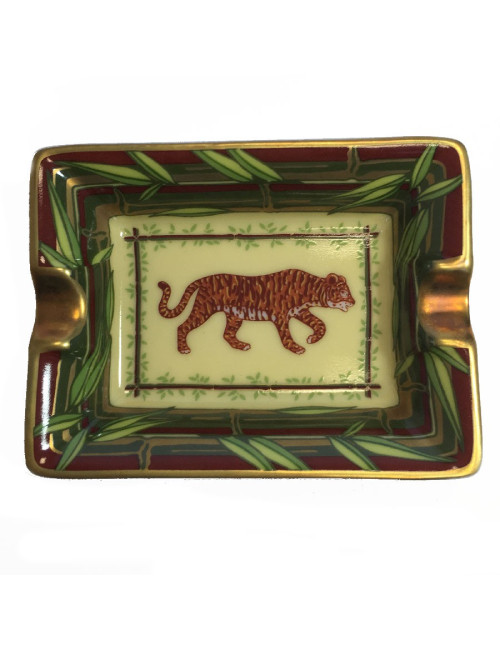 HERMES set of 4 mini ashtrays in white porcelain with animal pattern