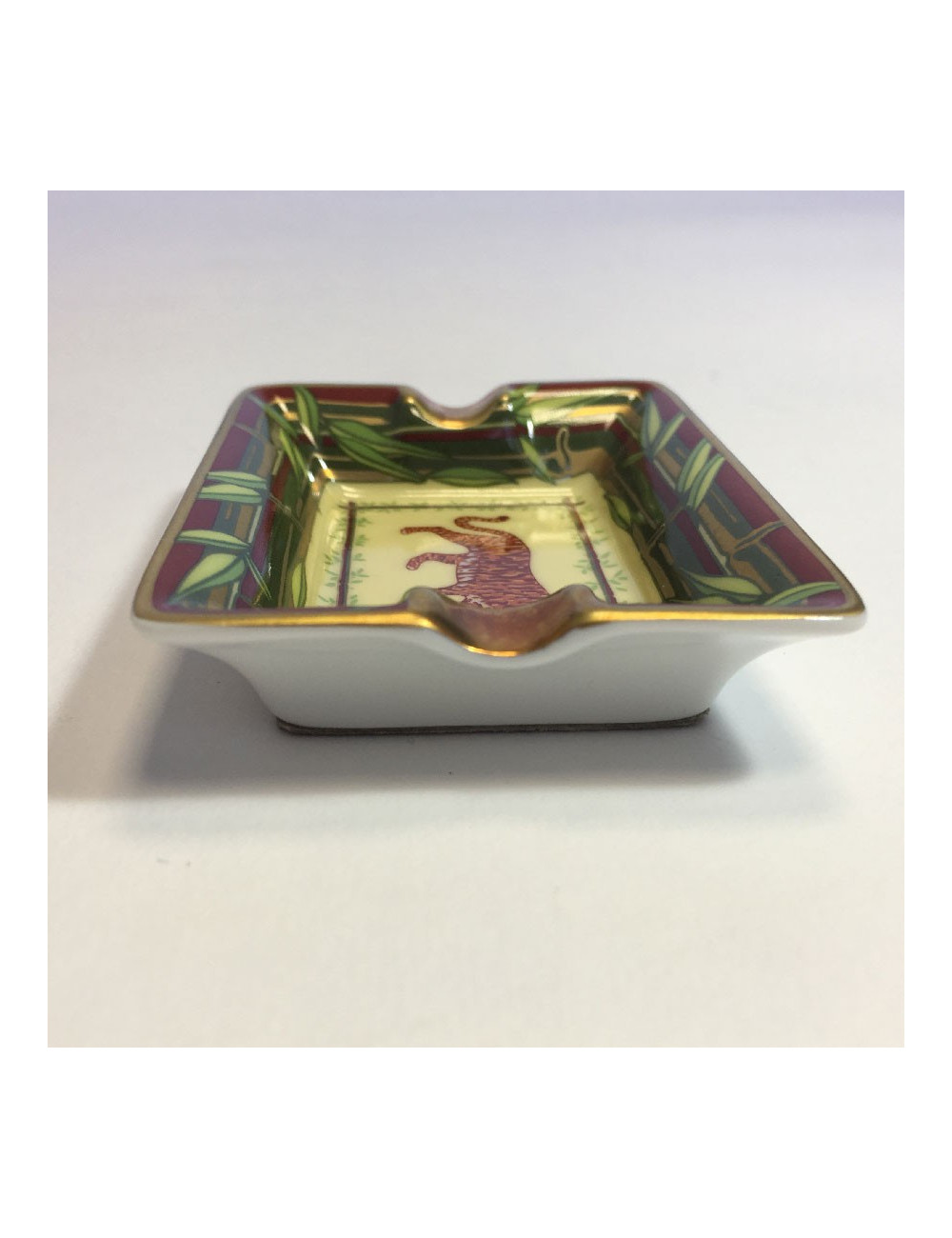 4 Mini cendriers HERMES en porcelaine motif animalier