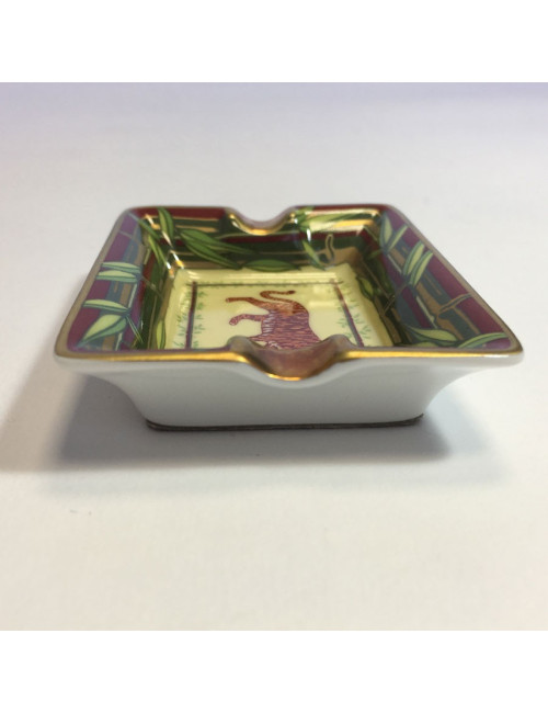 HERMES set of 4 mini ashtrays in white porcelain with animal pattern