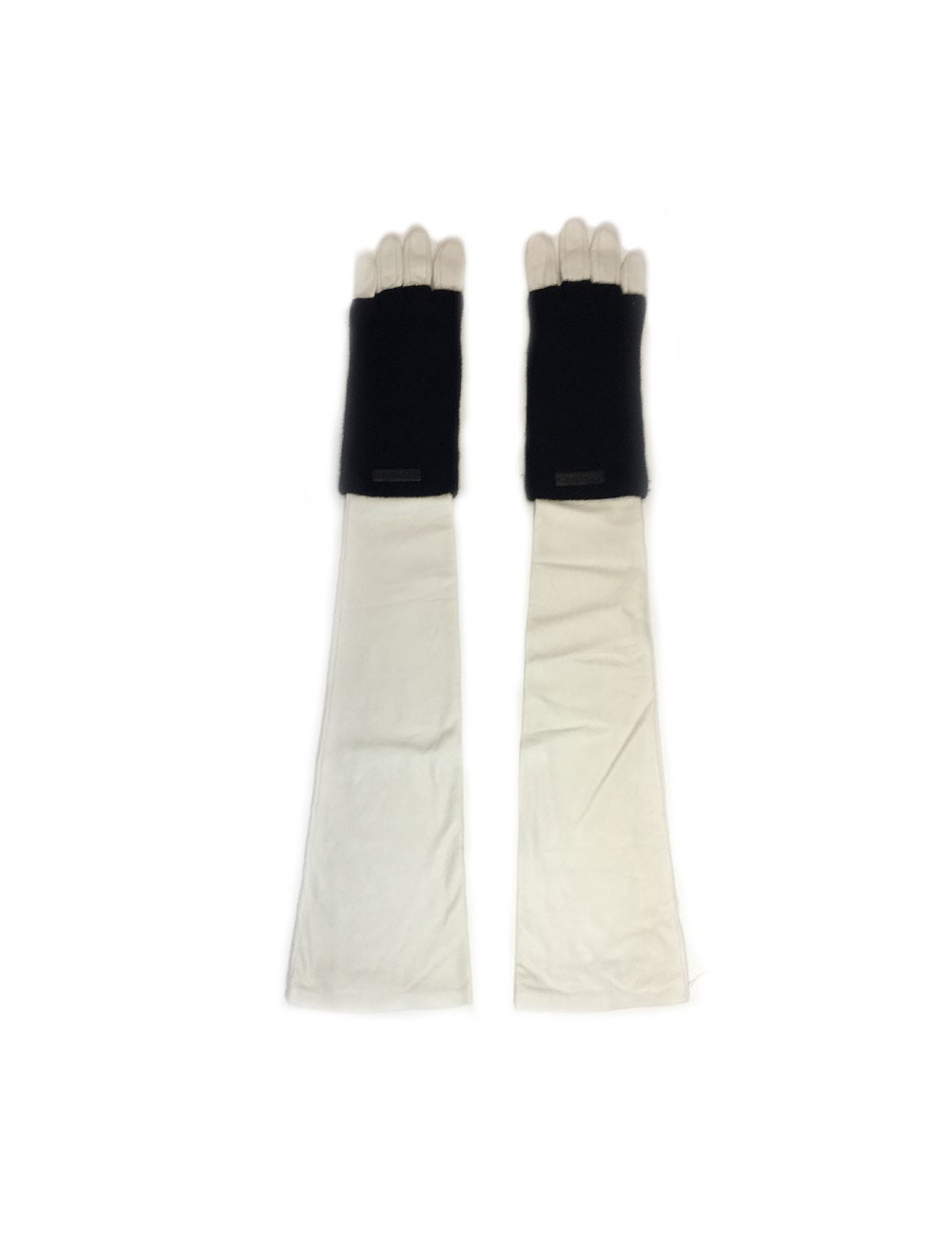 Gants longs cachemire et cuir blanc CHANEL T7,5