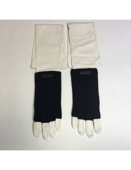 Gants longs cachemire et cuir blanc CHANEL T7,5