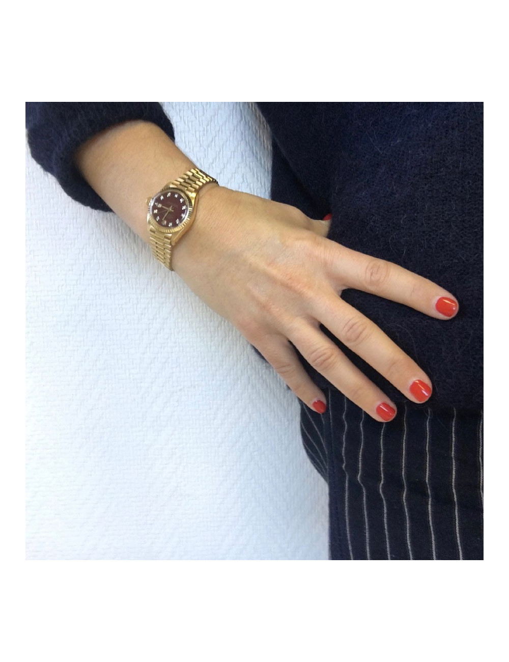 Montre ROLEX pour femme or jaune et diamants