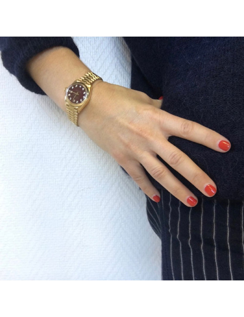 Montre ROLEX pour femme or jaune 18 K et diamants