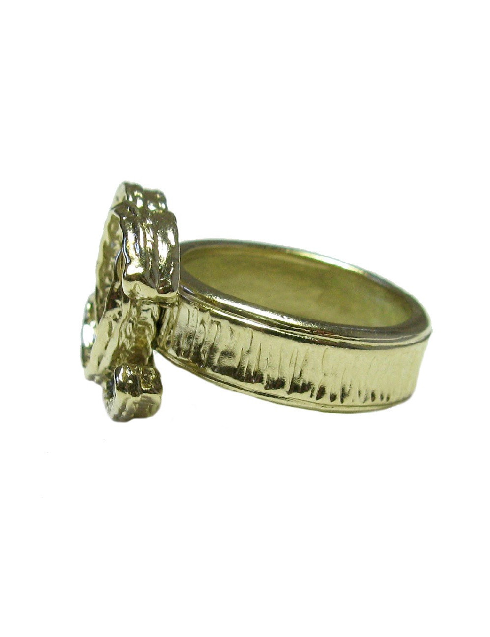 Bague CHANEL CC T54 en métal doré et strass