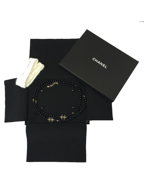Sautoir CHANEL perles noires