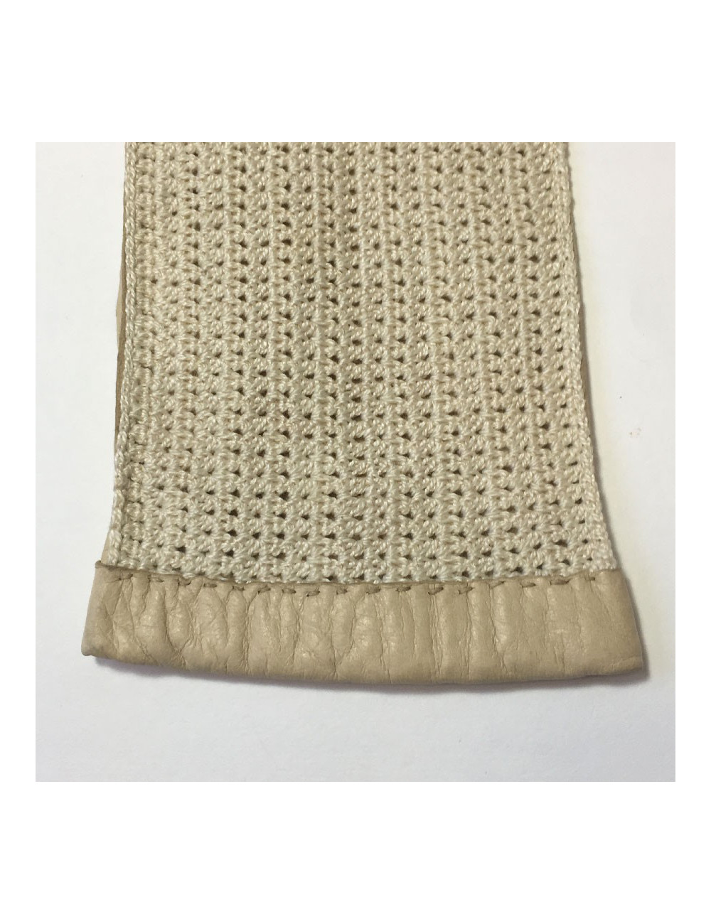 Gants NON SIGNES cuir et crochet crème T7,5