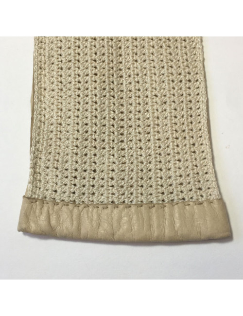 Gants NON SIGNES cuir et crochet crème T7,5