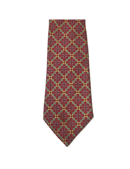 HERMÈS tie in printed fuchsia silk