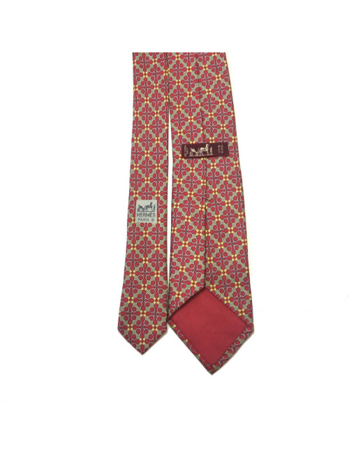 Cravate HERMÈS en soie imprimée fuchsia