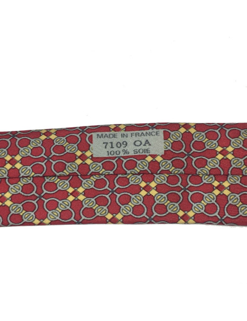 HERMÈS tie in printed fuchsia silk