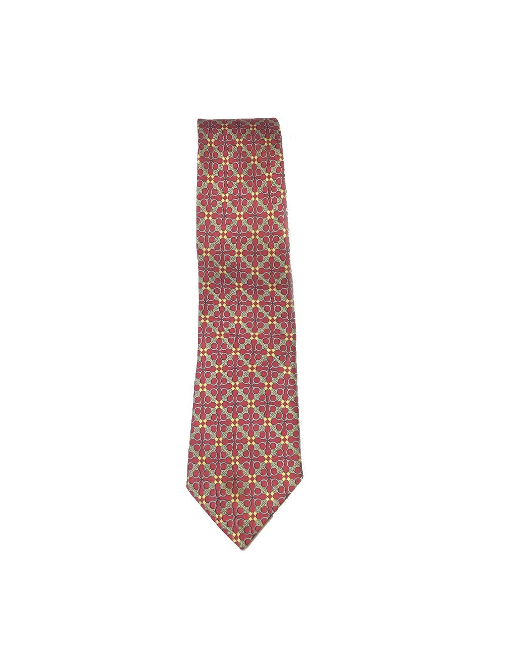 HERMÈS tie in printed fuchsia silk