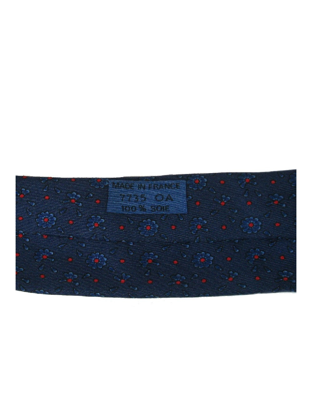HERMES tie in dark blue printed silk