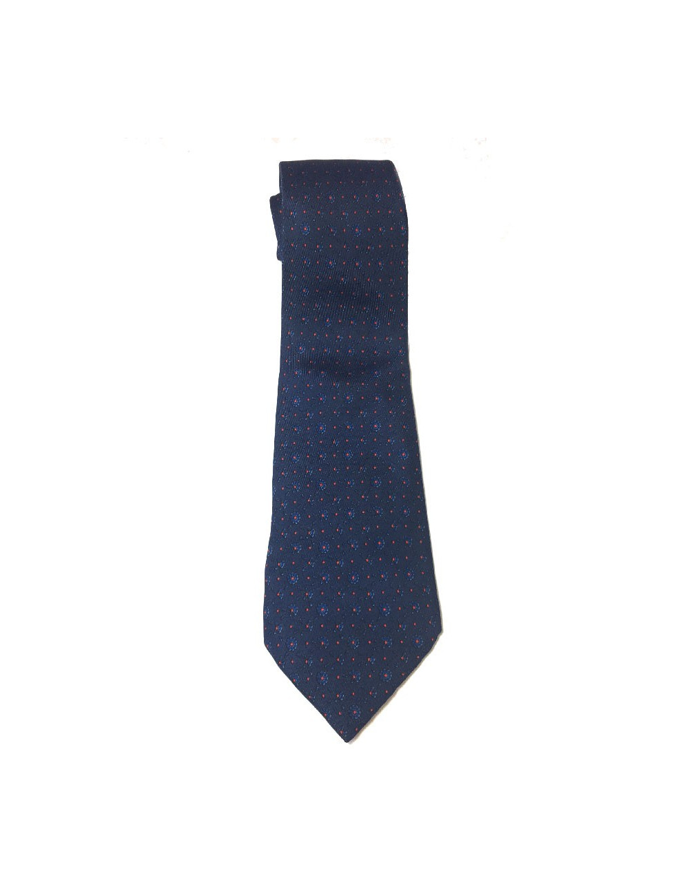 HERMES tie in dark blue printed silk