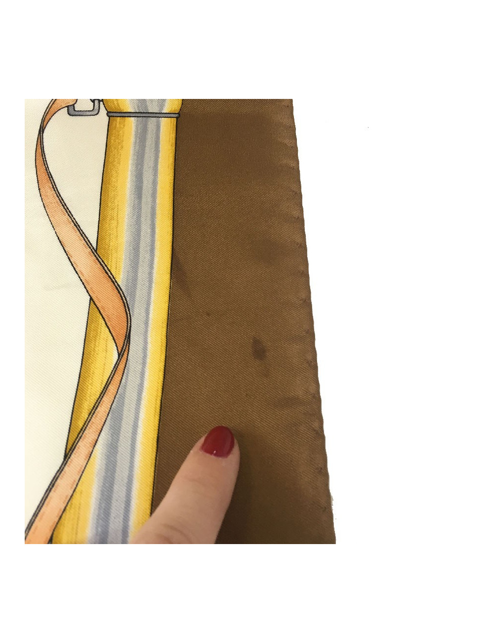 Carré CELINE soie marron et blanche