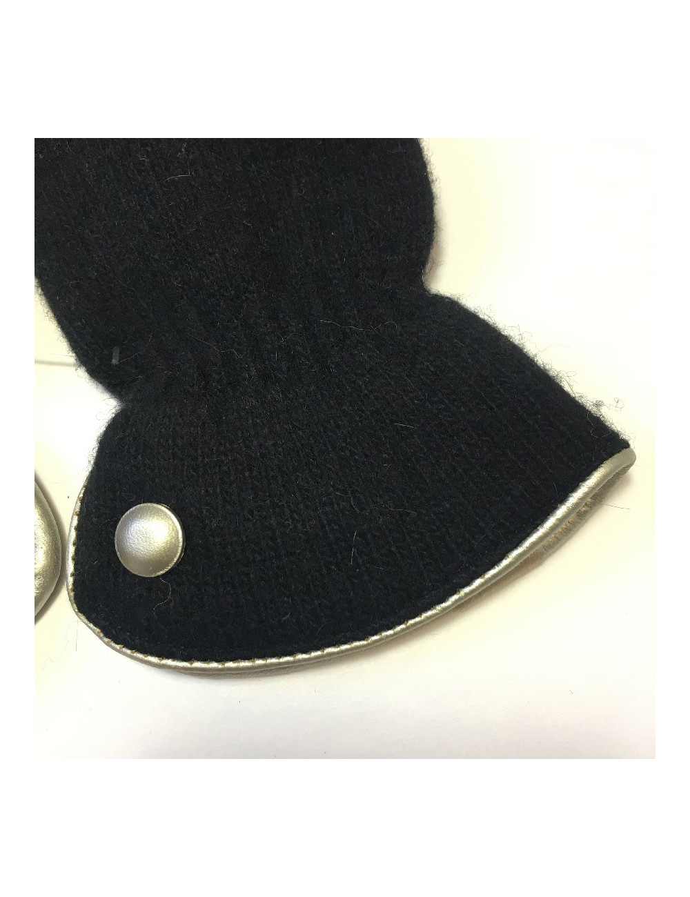 Gants MURIEL en laine noir et cuir doré