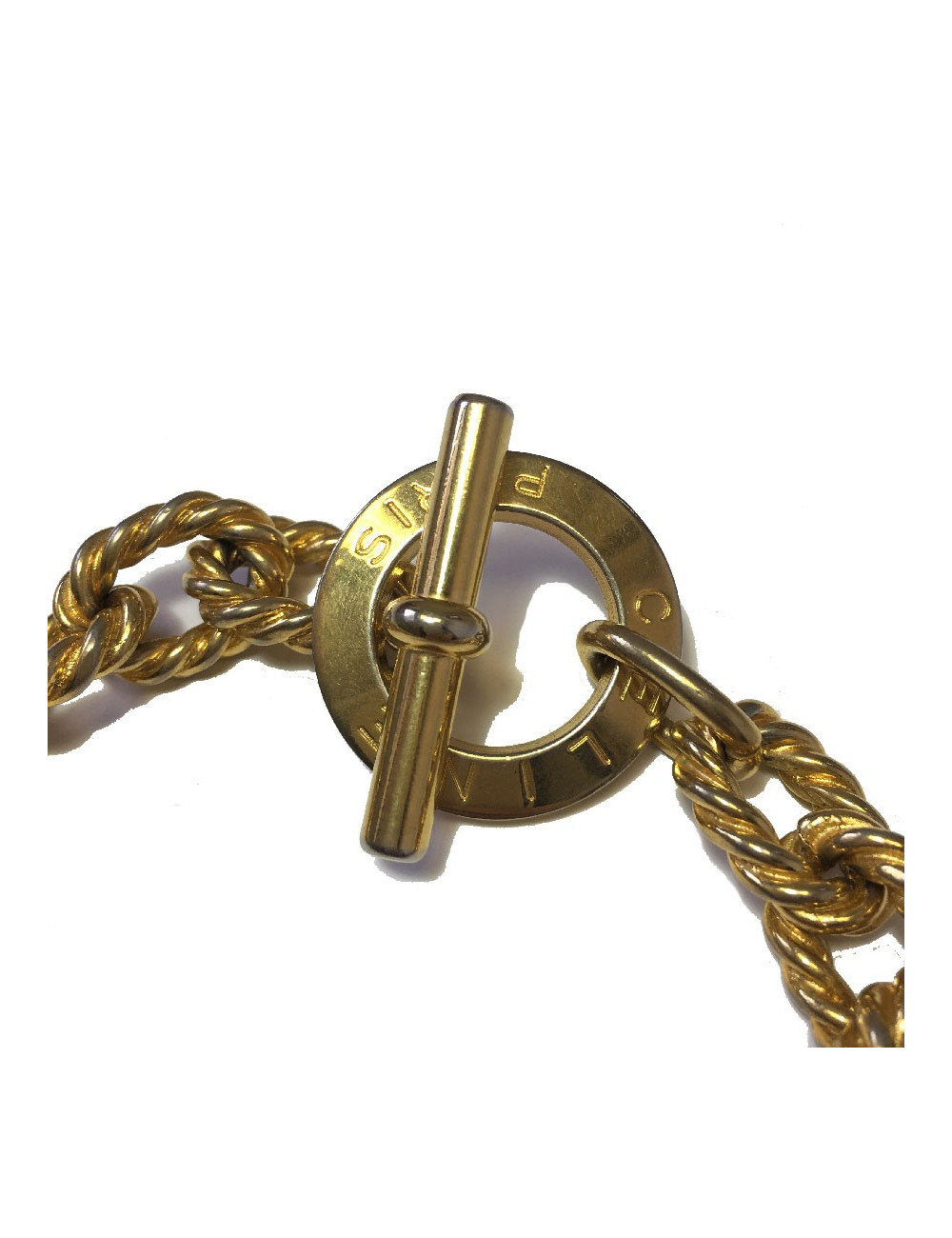 Collier CELINE vintage chaîne en métal doré