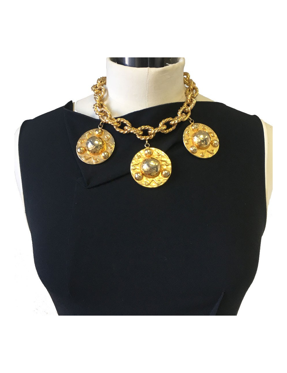 CELINE vintage chain necklace in gilded metal