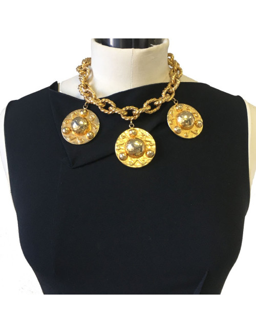 CELINE vintage chain necklace in gilded metal