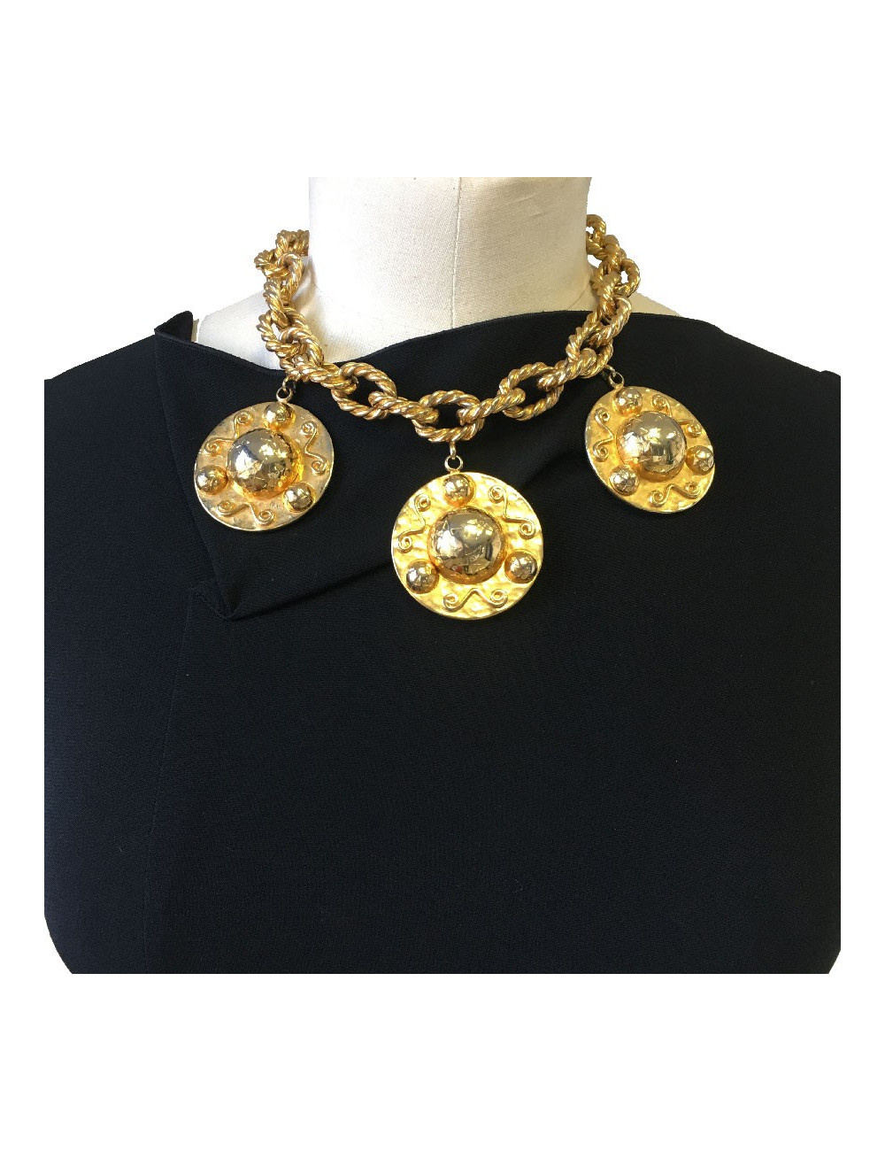 Collier CELINE vintage chaîne en métal doré