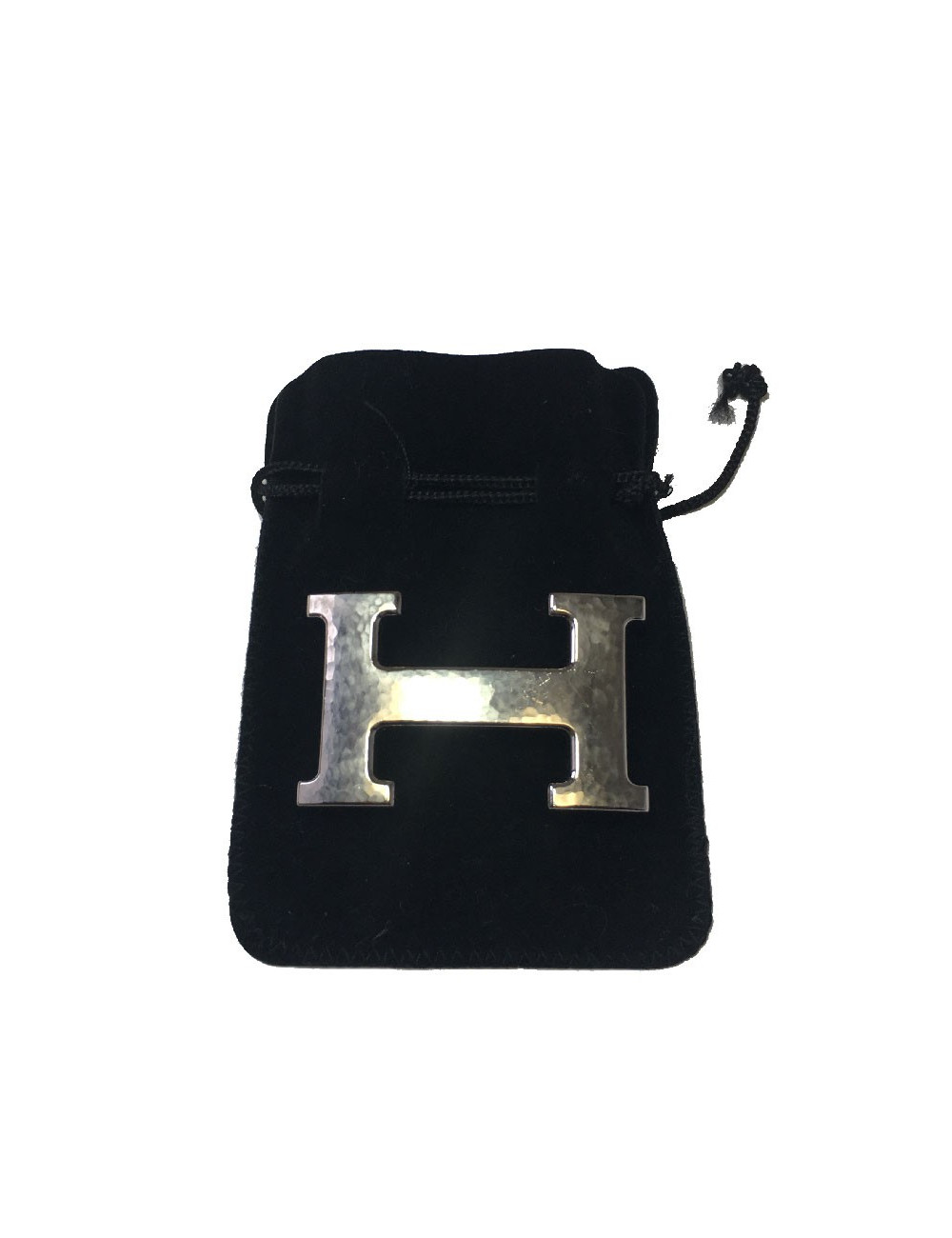 Boucle H HERMÈS métal palladié martelé