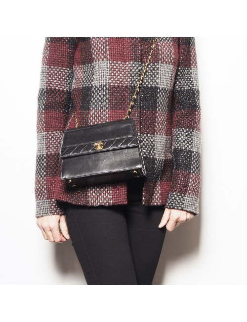 CHANEL bag with its wallet in blue night smooth leather