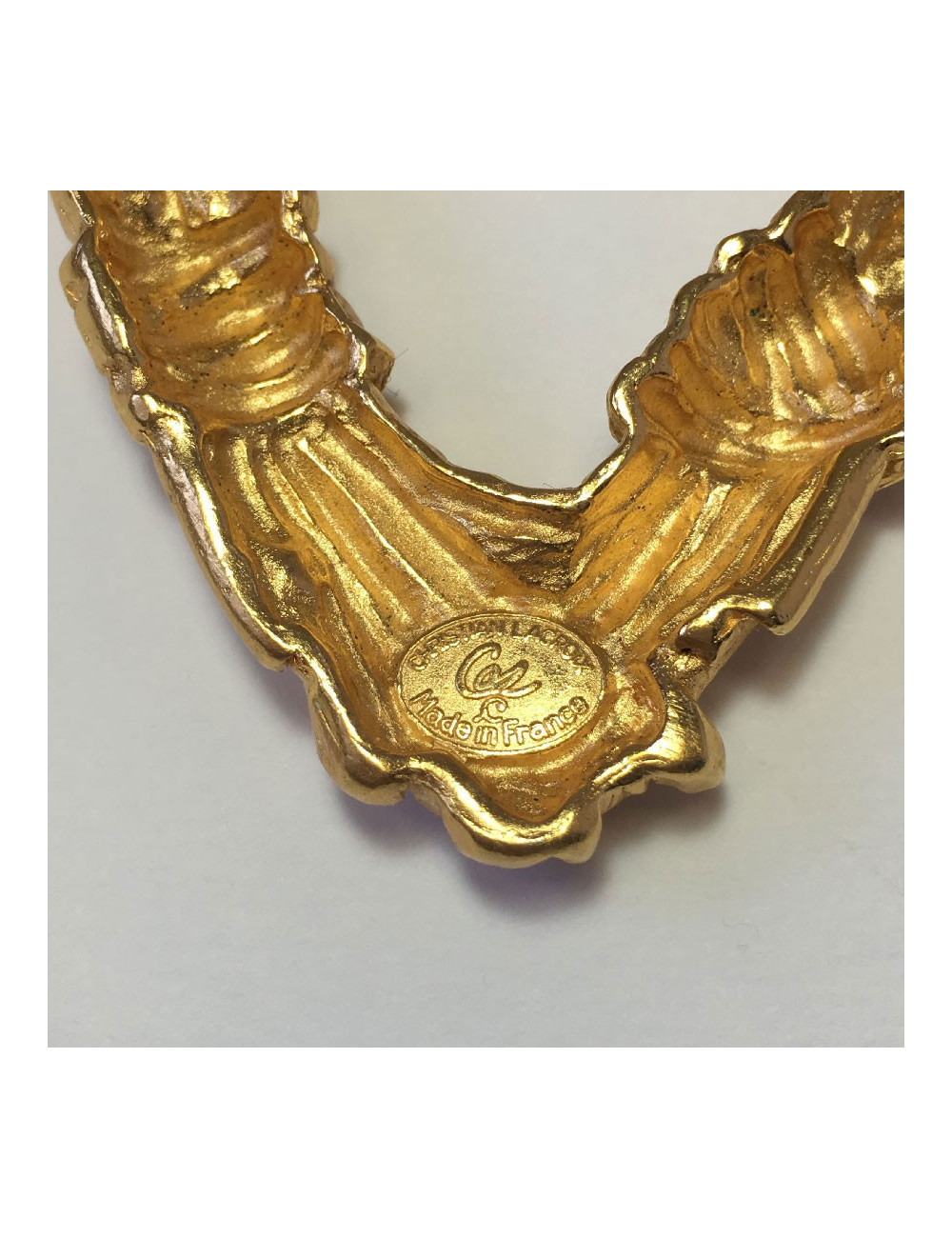 CHRISTIAN LACROIX vintage brooch in gilded metal